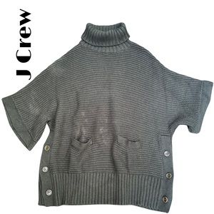 J Crew Army Green Sweater Poncho. Size Large